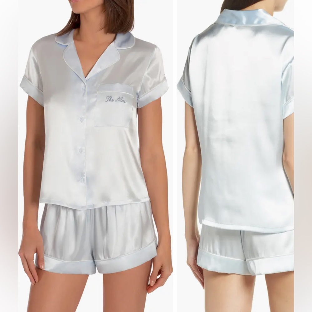In Bloom by Jonquil Ice Blue Satin Bridal Mrs. Shorty Pajamas Bloomingda…